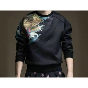 Pinli "Attitude To Life" XL Black Sweatshirt With KOI Design